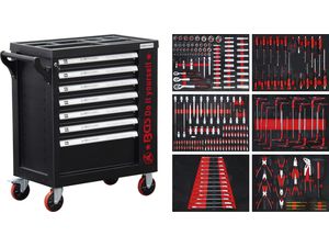 Dílenský vozík Kraftmann BGS106058, 7 zásuvek, boční dveře. Vybavený 250 ks nářadí